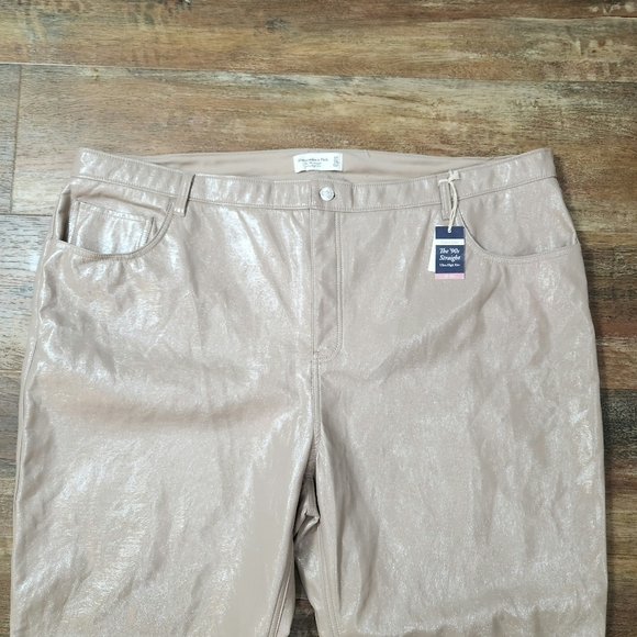 ABERCROMBIE & FITCH FAUX LEATHER THE 90s STRAIGHT ULTRA HIGH RISE SIZE 27/24R - Picture 4 of 10